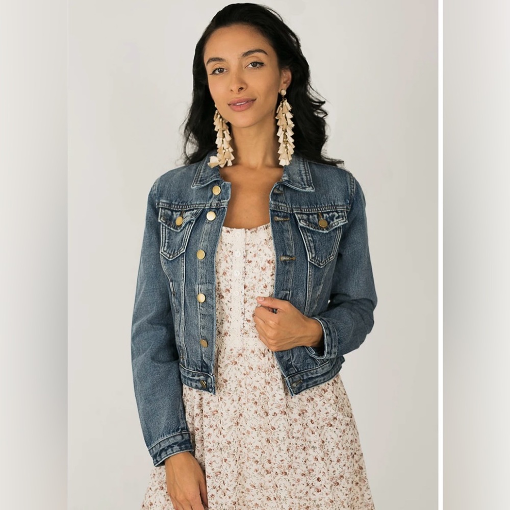 Ashley vintage charm women’s‎ size large cropped denim jacket
